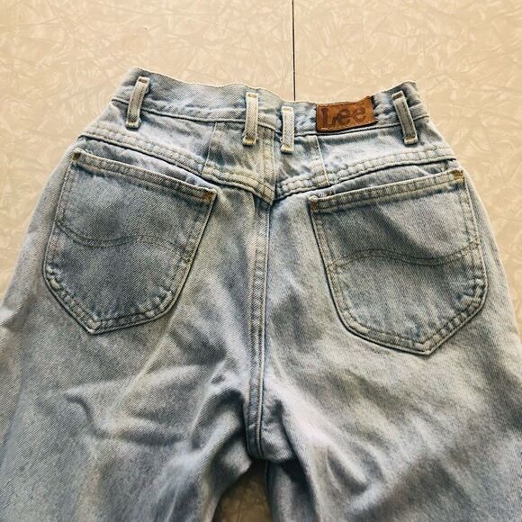 vintage lee mr super high rise mom jeans light wash straight leg size 5 petite - Picture 7 of 11